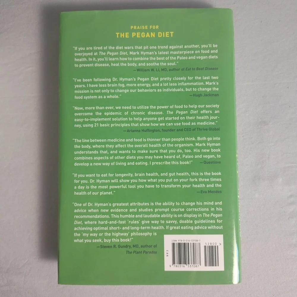 The Pegan Diet Mark Hyman MD Hardcover 21 Practical Principles Paleo Vegan Book